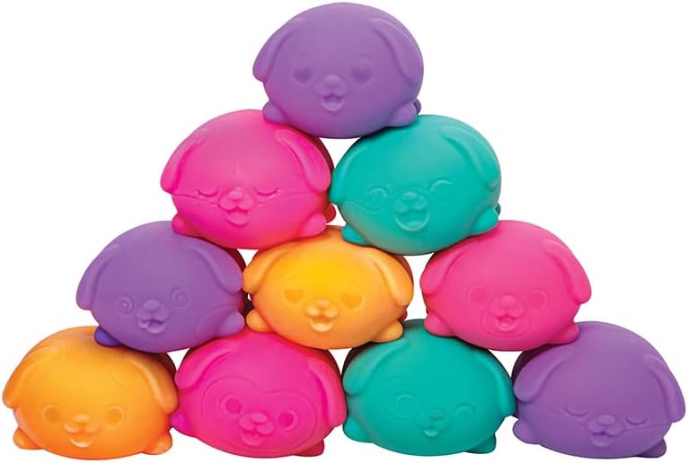 Schylling NeeDoh Teenie Funky Pups - Sensory Squeeze Toy - Contains 3 Mini Groovy Globs - 1.5" Wide - Color May Vary (Pack of 1)